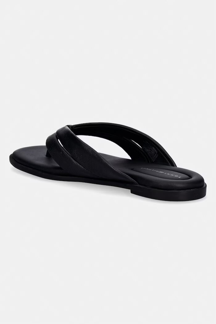 Tommy Hilfiger джапанки дамски кожени ELEVATED TOE POST LTH SANDAL черни FW0FW09216