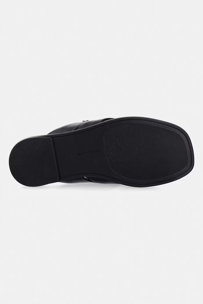 Tommy Hilfiger джапанки дамски кожени ELEVATED TOE POST LTH SANDAL черни FW0FW09216