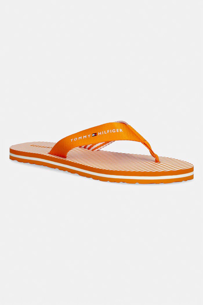 Tommy Hilfiger джапанки дамски TH ITHACA STRIPE SUMMER SANDAL оранжеви FW0FW09192