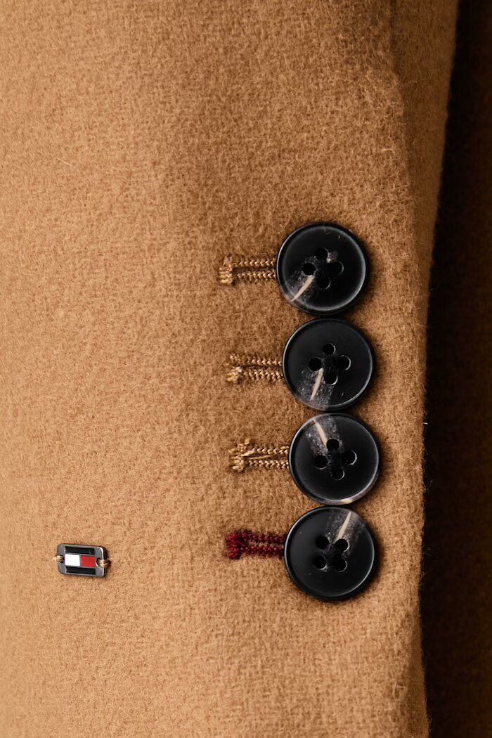 Tommy Hilfiger елегантно палто дамско с вълна бежово WW0WW51106