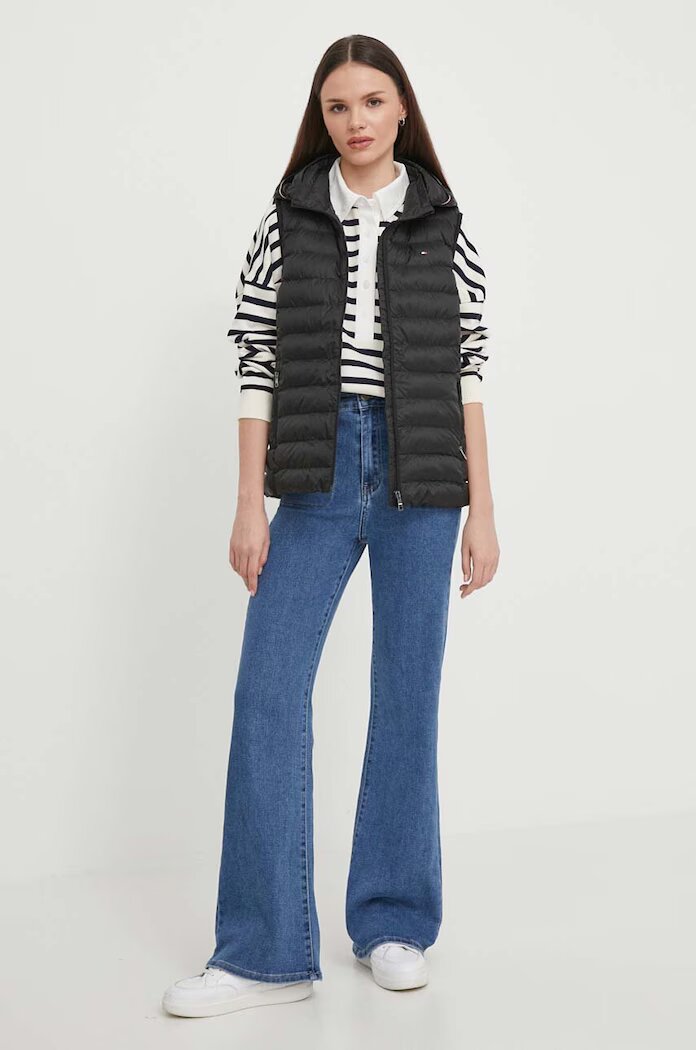 Tommy Hilfiger Елек дамски в черно преходен модел WW0WW42051