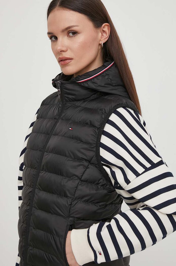 Tommy Hilfiger Елек дамски в черно преходен модел WW0WW42051
