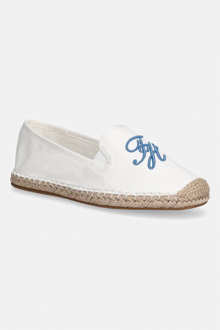 Tommy Hilfiger еспадрили дамски TH SCRIPT SUMMER ESPADRILLE бели FW0FW09240