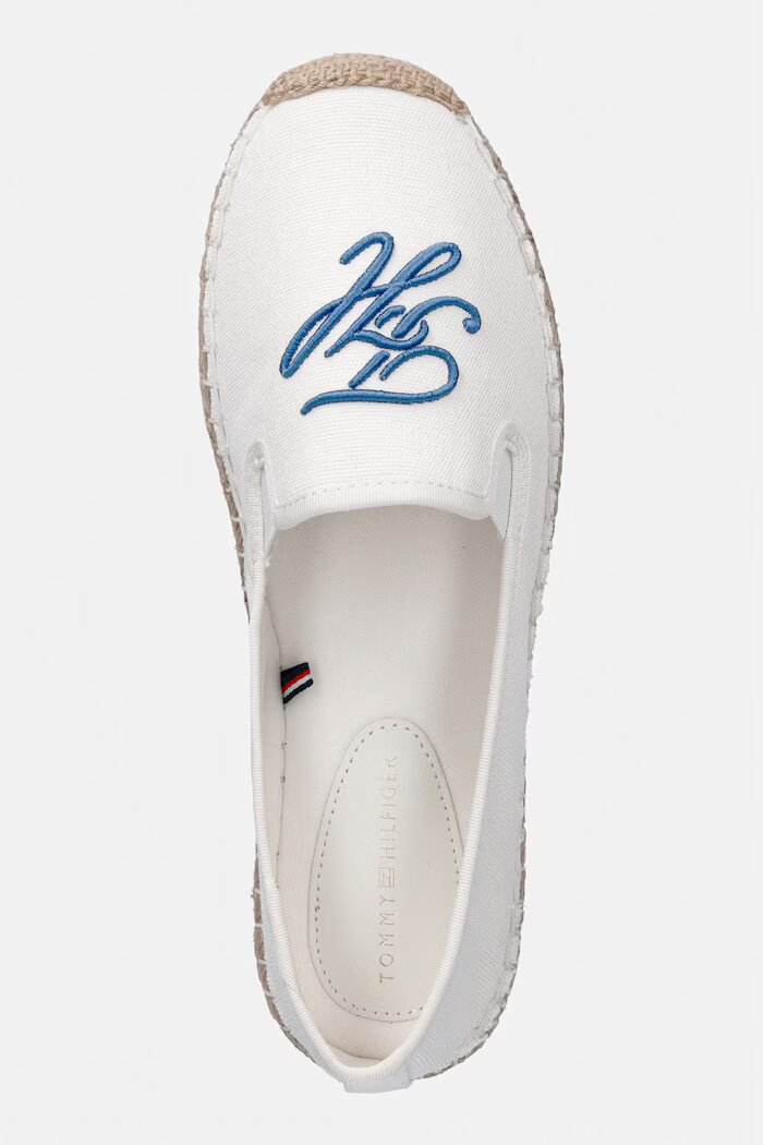 Tommy Hilfiger еспадрили дамски TH SCRIPT SUMMER ESPADRILLE бели FW0FW09240