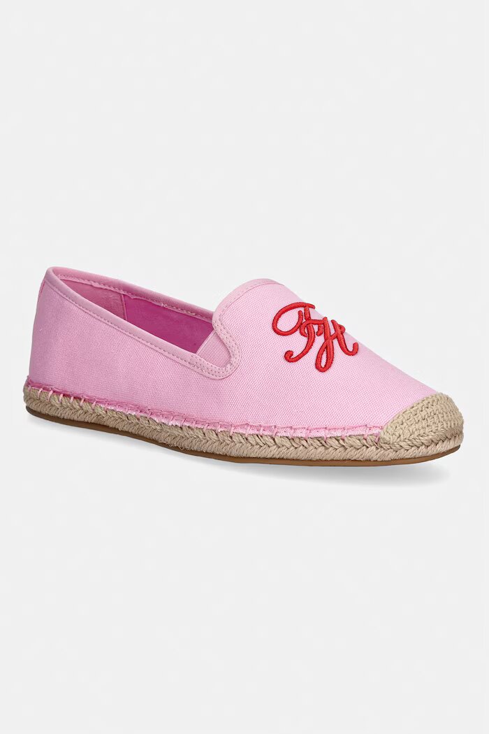 Tommy Hilfiger еспадрили дамски TH SCRIPT SUMMER ESPADRILLE розови FW0FW09240