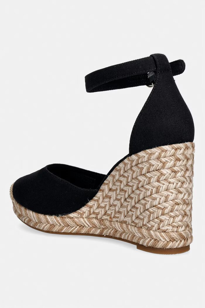 Tommy Hilfiger еспадрили обувки със скосена пларформа дамски FLAG HIGH WEDGE ESPAD CLOSED TOE черни FW0FW09225
