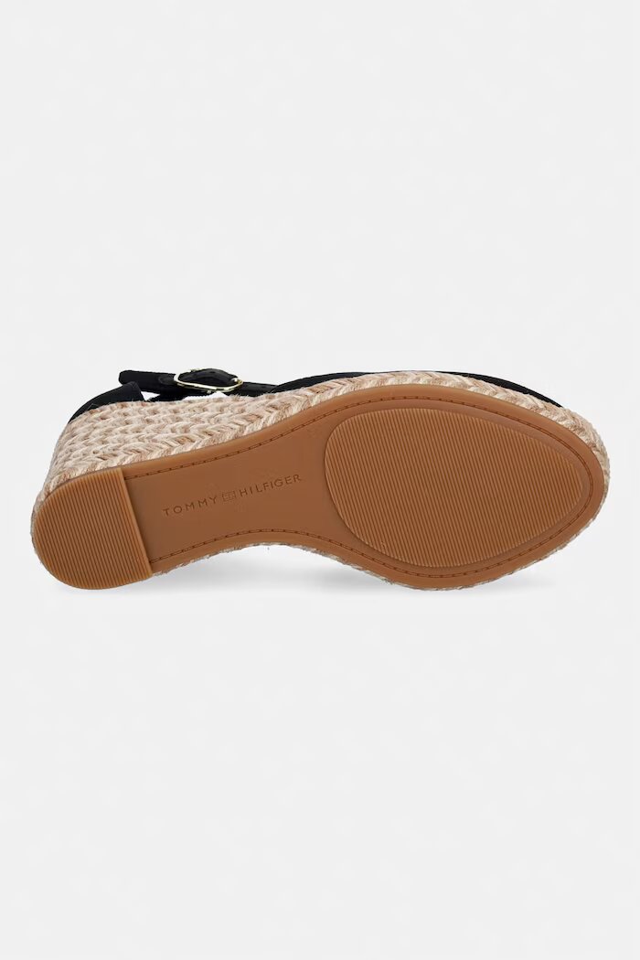 Tommy Hilfiger еспадрили обувки със скосена пларформа дамски FLAG HIGH WEDGE ESPAD CLOSED TOE черни FW0FW09225