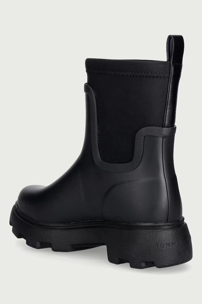 Tommy Hilfiger гумени ботуши дамски TH STAMP WARM ANKLE RAIN BOOT черни FW0FW09544