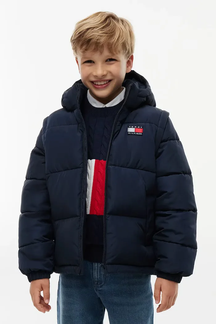 Tommy Hilfiger капитонирано яке за деца тъмносиньо KS0KS00760