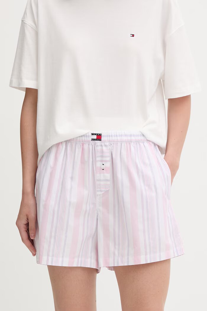 Tommy Hilfiger късо долнище на пижама дамско от памук розово UW0UW06503