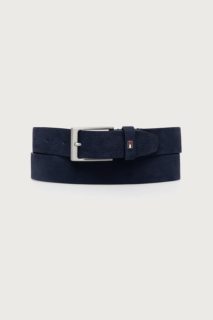 Tommy Hilfiger колан мъжки от велур тъмносин AM0AM15047