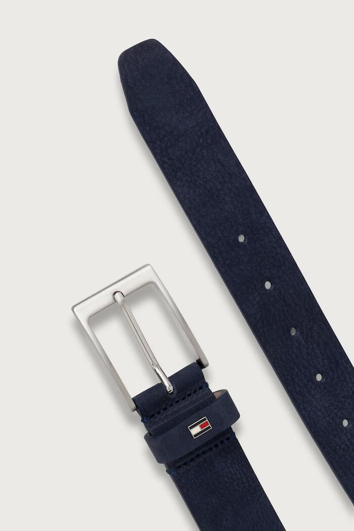 Tommy Hilfiger колан мъжки от велур тъмносин AM0AM15047