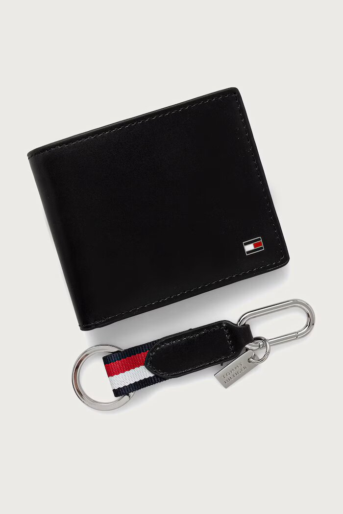 Tommy Hilfiger комплект портфейл и ключодържател мъжки от кожа черен AM0AM14805