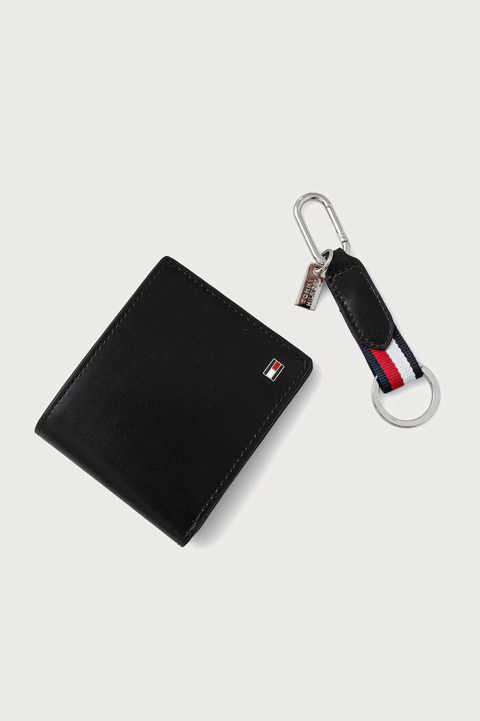 Tommy Hilfiger комплект портфейл и ключодържател мъжки от кожа черен AM0AM14805