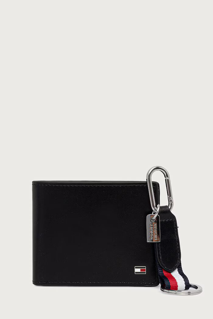 Tommy Hilfiger комплект портфейл и ключодържател мъжки от кожа черен AM0AM14805