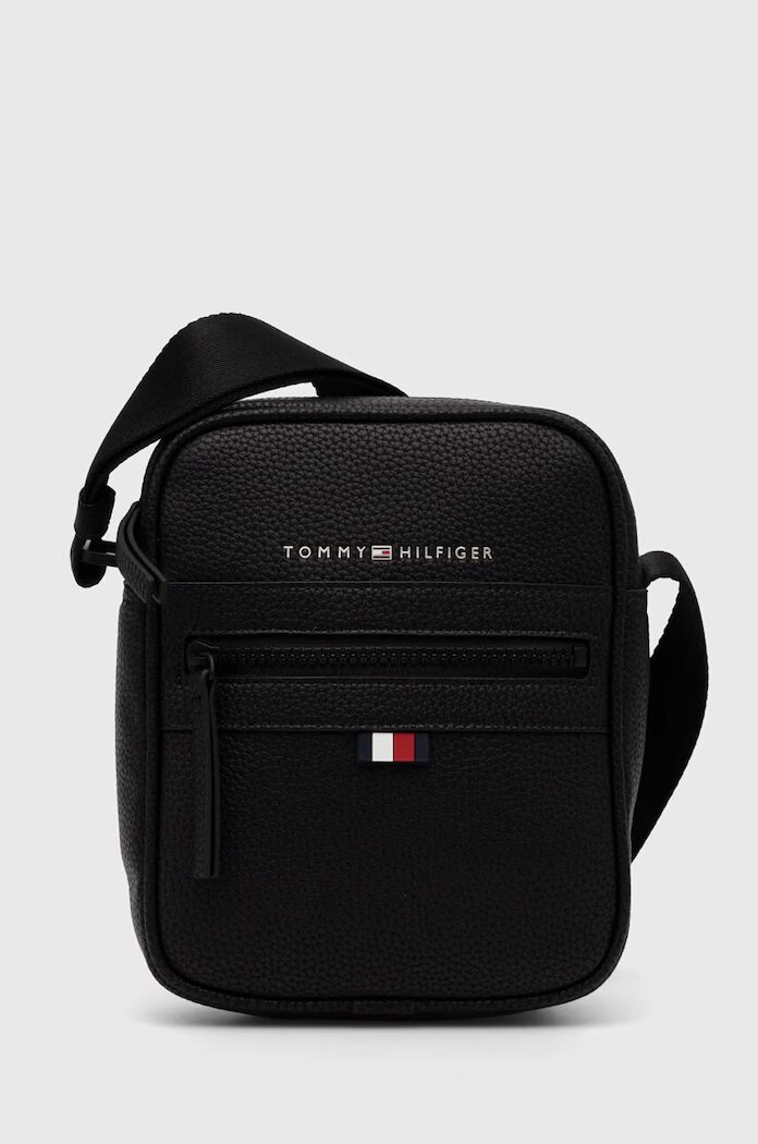 Tommy Hilfiger Кожена чанта през рамо в черно AM0AM09504