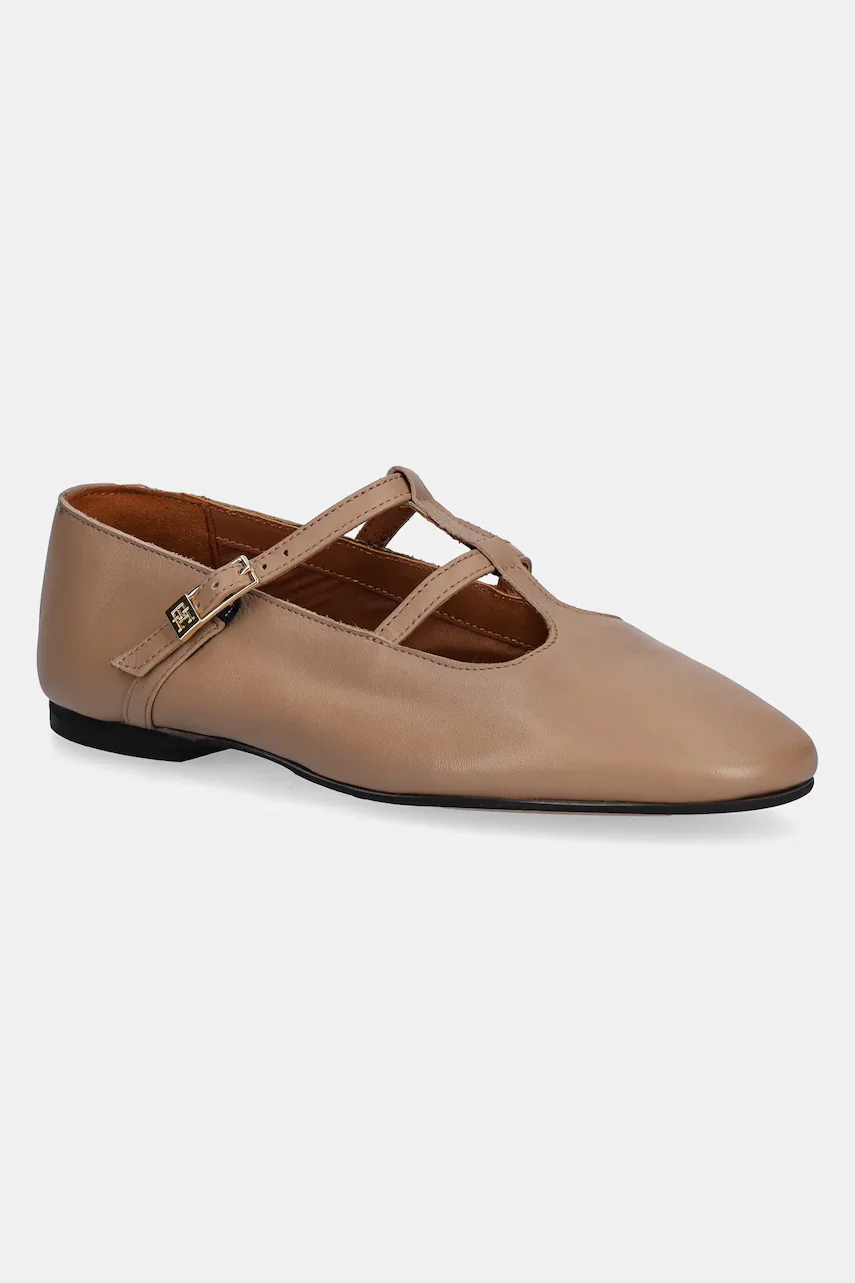 Tommy Hilfiger Кожени балеринки SMOOTH LEATHER T-BAR BALLERINA