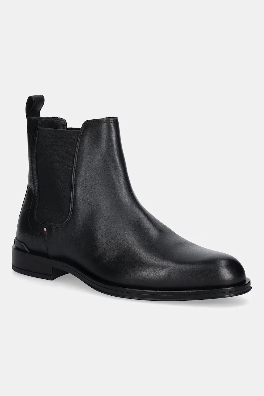 Tommy Hilfiger Кожени боти челси CORPORATE HILFIGER LTH CHESLEA