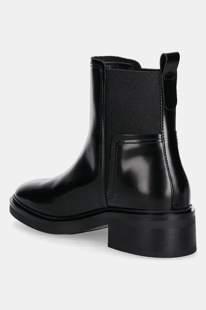 Tommy Hilfiger Кожени боти челси MINIMAL ABRASIVATO CHELSEA в черно с дебел ток FW0FW08764