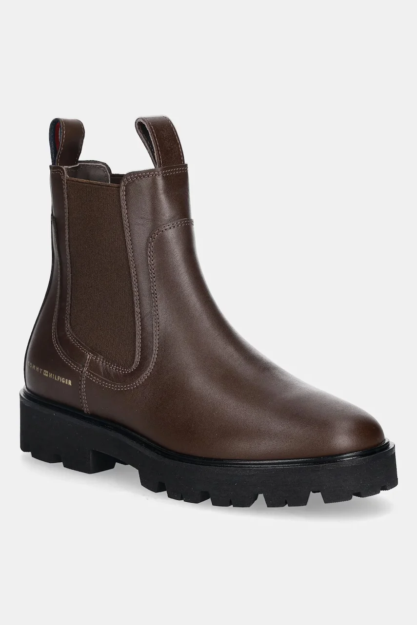 Tommy Hilfiger Кожени боти челси TH LTHR LOW CHELSEA
