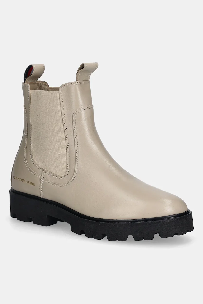 Tommy Hilfiger Кожени боти челси TH LTHR LOW CHELSEA