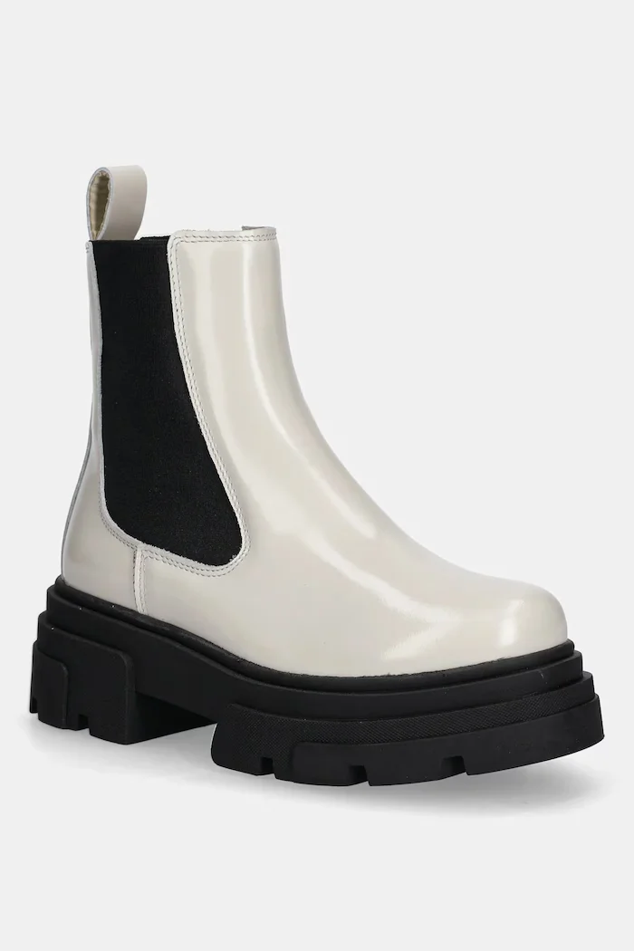 Tommy Hilfiger Кожени боти челси TH SHINY LEATHER CHELSEA в бежово с платформа с лека изолация FW0FW09042