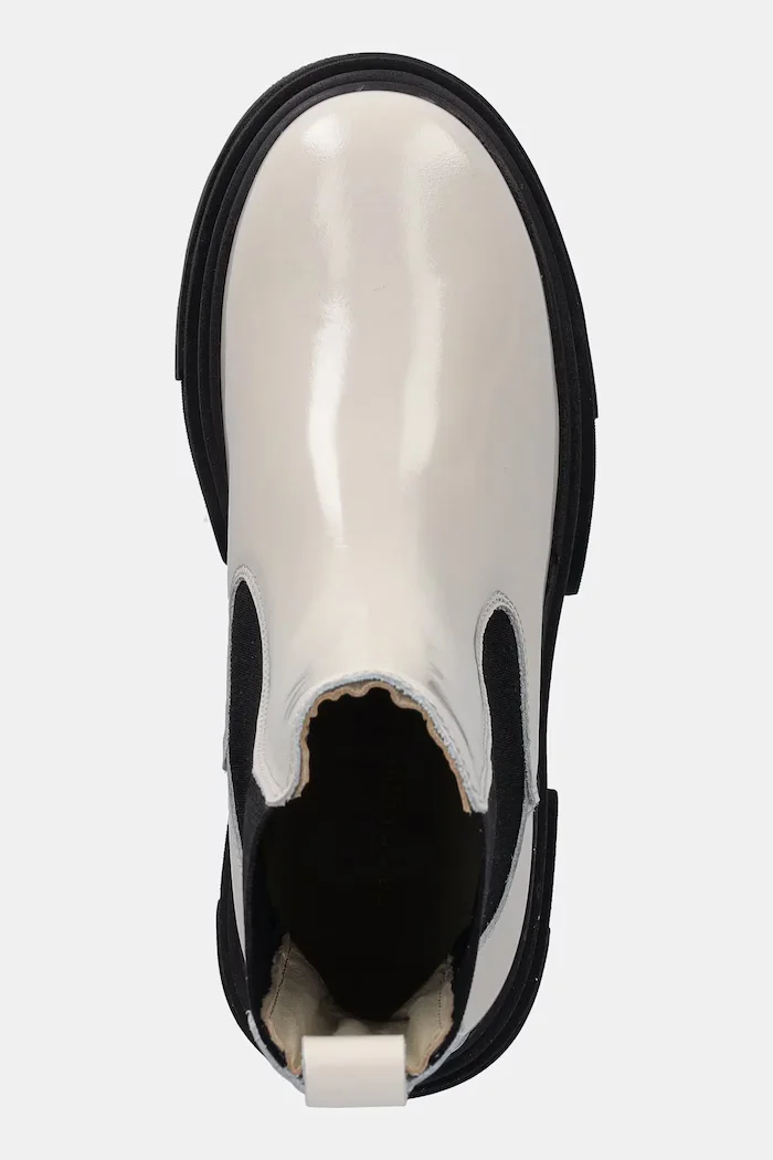 Tommy Hilfiger Кожени боти челси TH SHINY LEATHER CHELSEA в бежово с платформа с лека изолация FW0FW09042