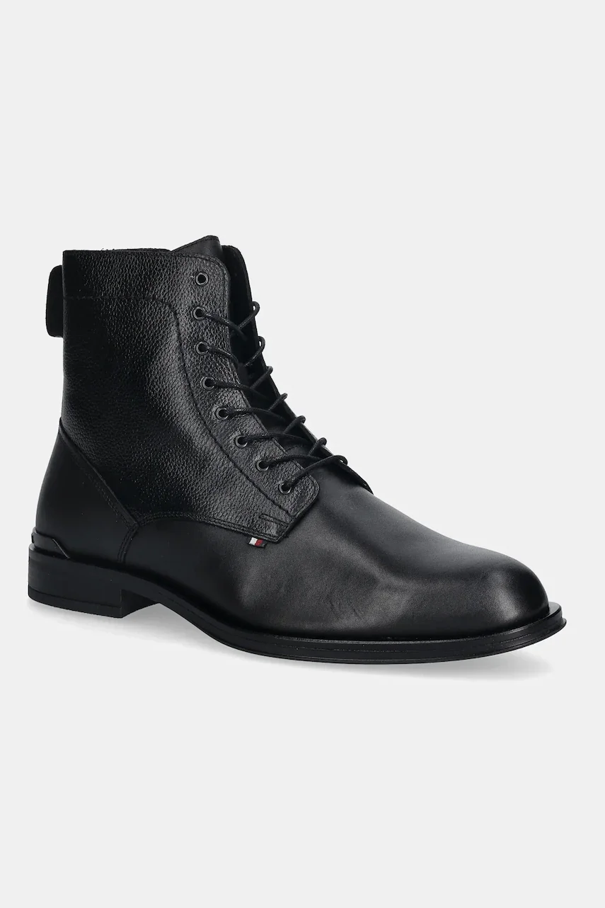 Tommy Hilfiger Кожени боти CORPORATE HILFIGER LTH ZIP BOOT