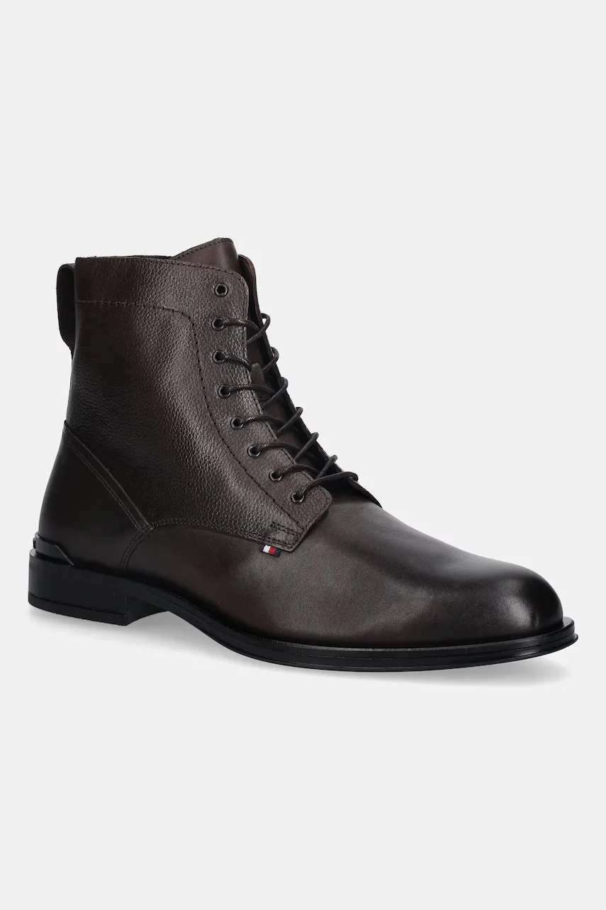 Tommy Hilfiger Кожени боти CORPORATE HILFIGER LTH ZIP BOOT