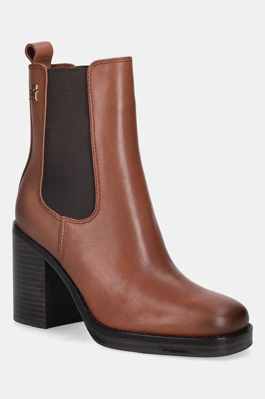 Tommy Hilfiger Кожени боти SQUARE TOE CHELSEA HIGH BLOCK HL