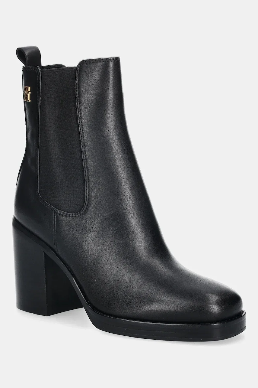 Tommy Hilfiger Кожени боти SQUARE TOE CHELSEA HIGH BLOCK HL