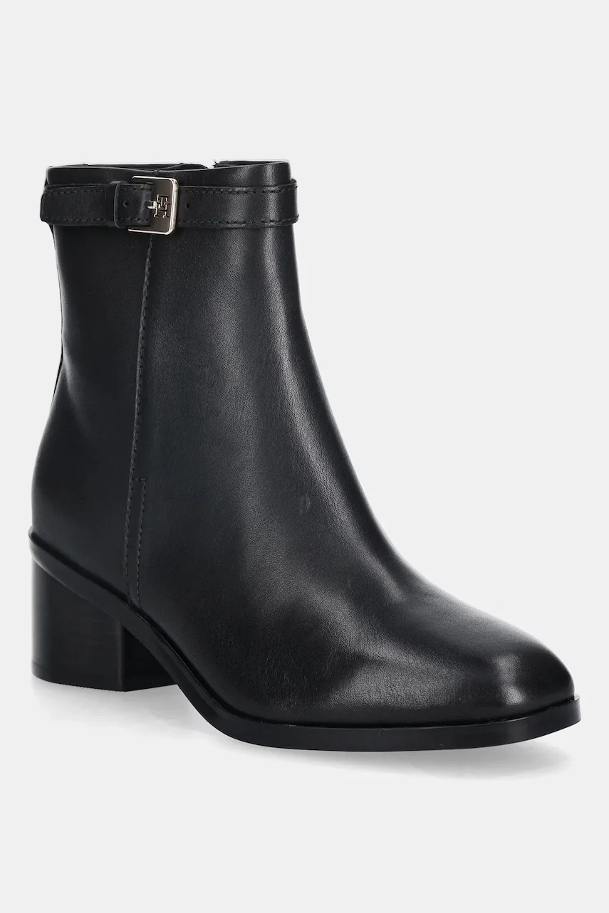 Tommy Hilfiger Кожени боти TH BUCKLE RIDING MID HEEL BOOTIE