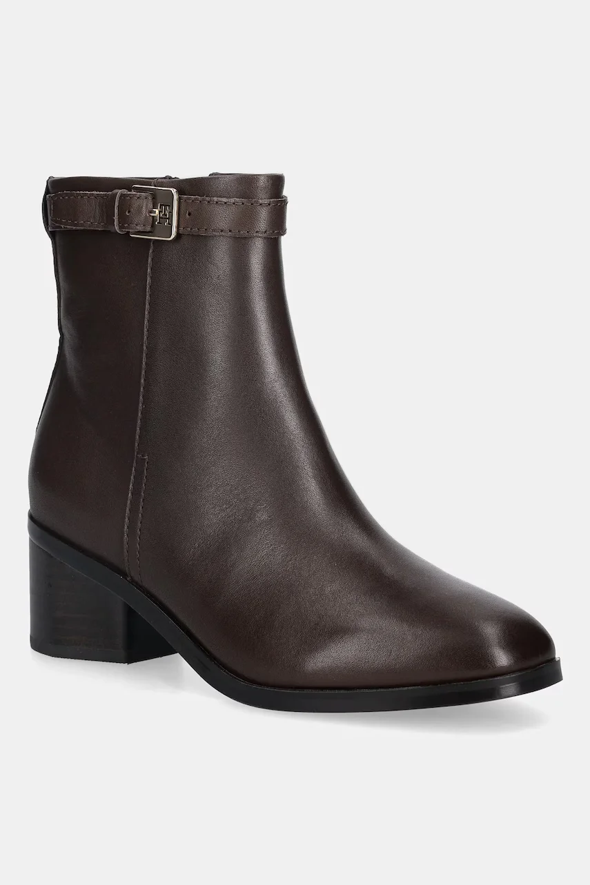 Tommy Hilfiger Кожени боти TH BUCKLE RIDING MID HEEL BOOTIE