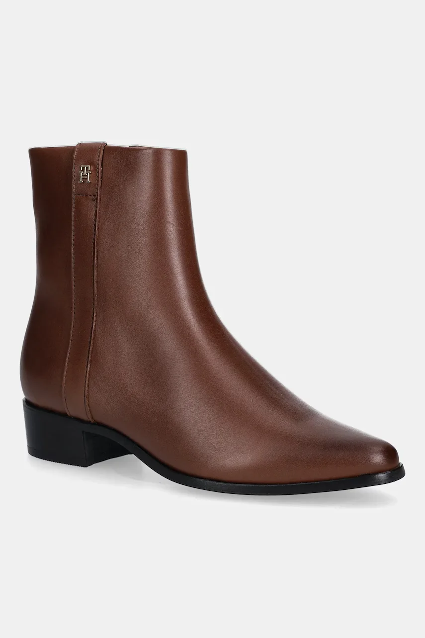 Tommy Hilfiger Кожени боти TH LEATHER POINTY ZIP BOOTIE