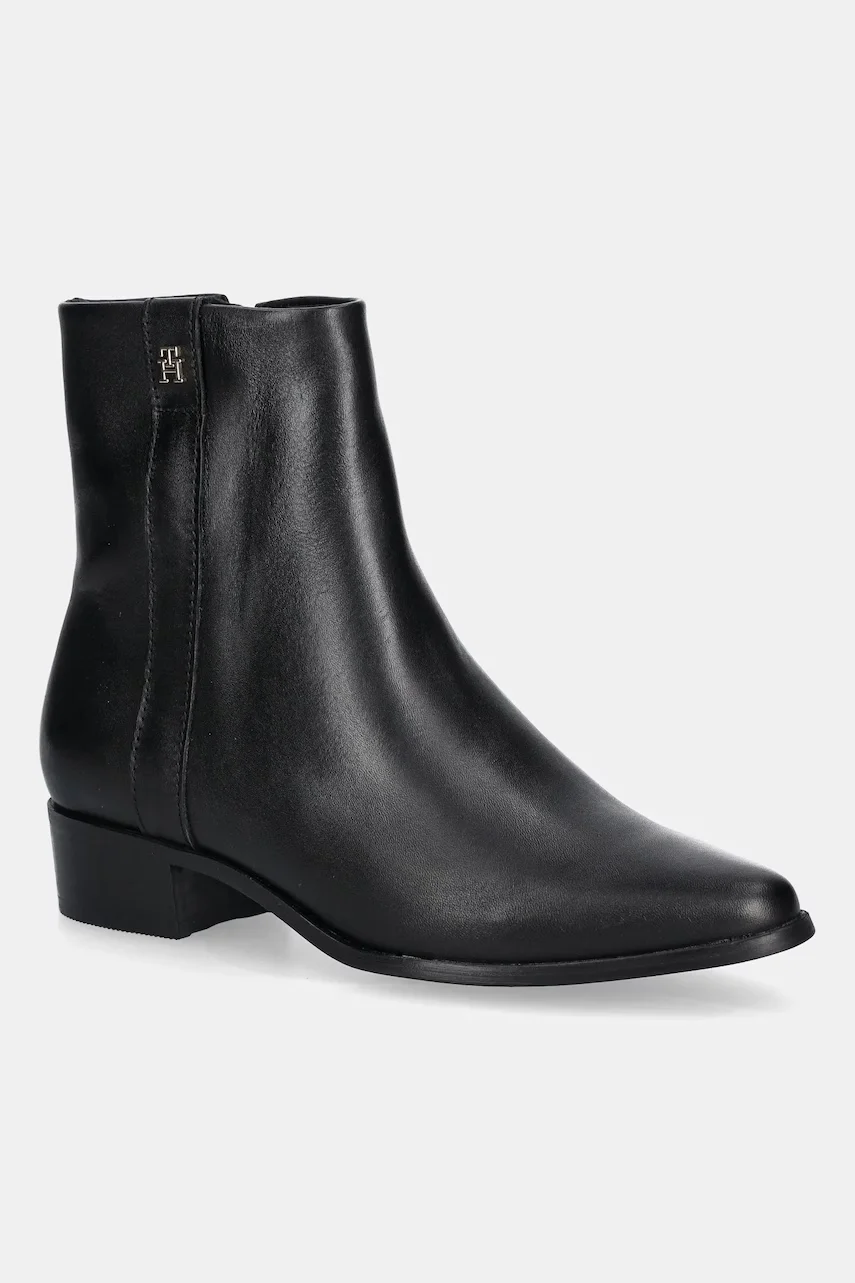 Tommy Hilfiger Кожени боти TH LEATHER POINTY ZIP BOOTIE