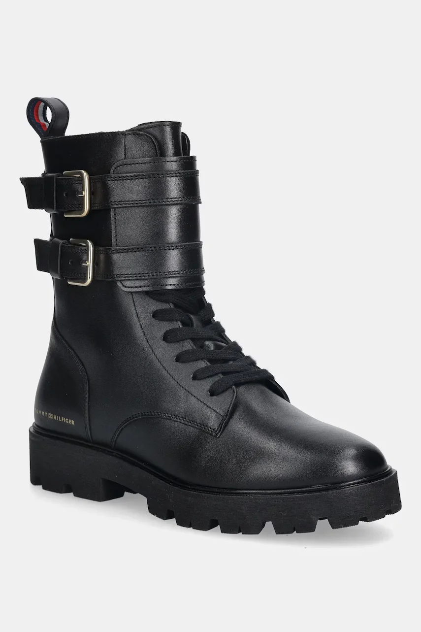 Tommy Hilfiger Кожени боти TH LTHR BIKER LACEUP