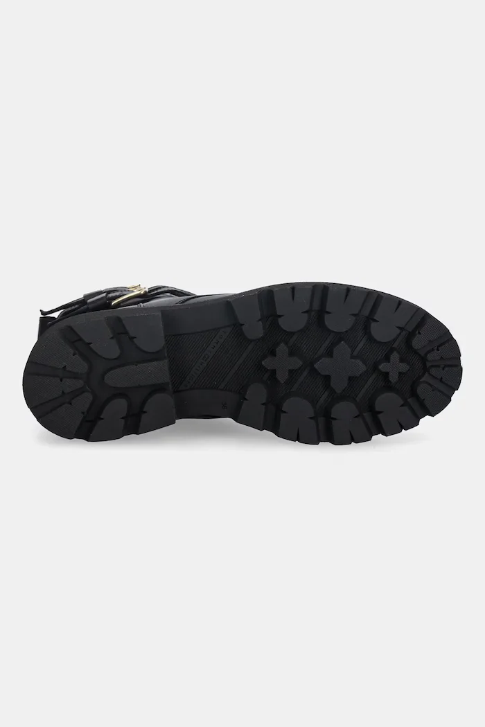 Tommy Hilfiger Кожени боти TH LTHR BIKER LACEUP в черно с равна подметка FW0FW08986