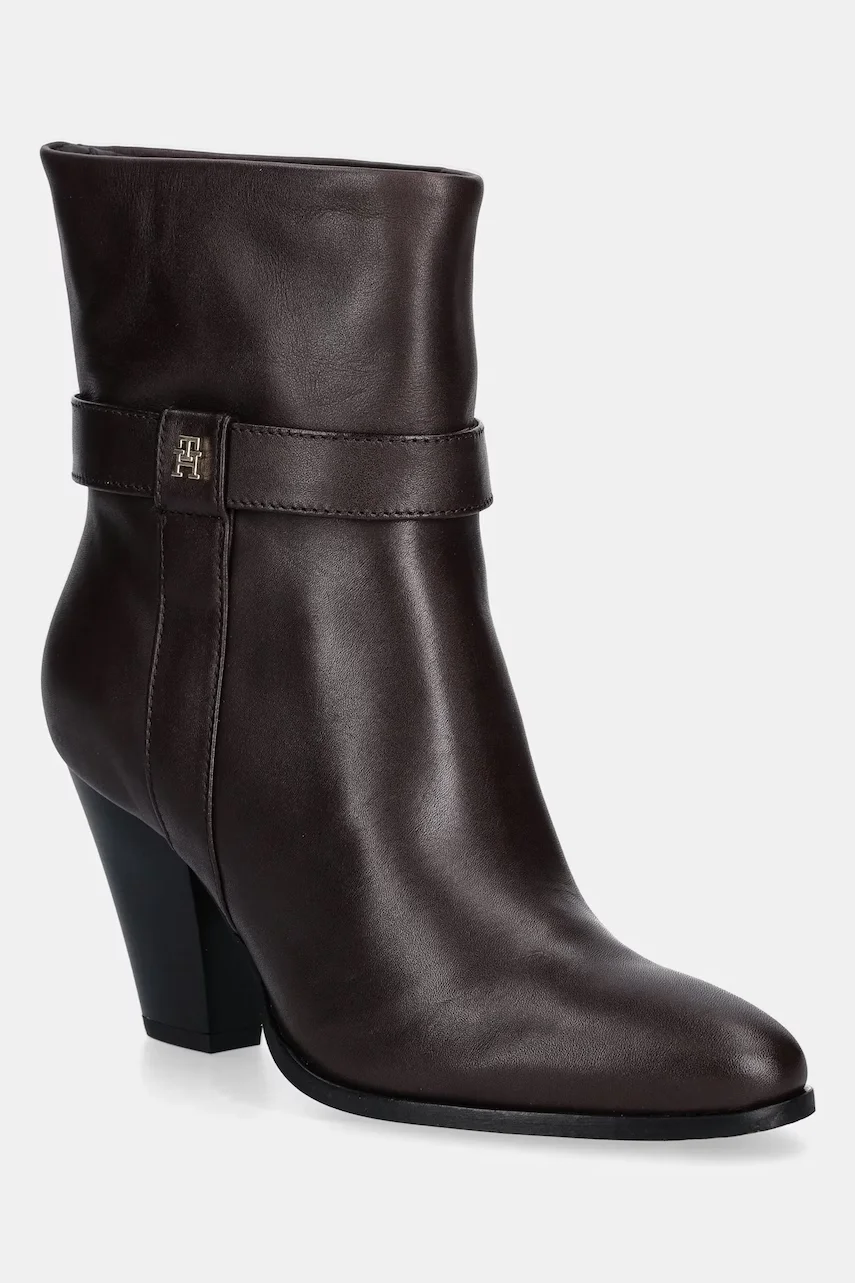 Tommy Hilfiger Кожени боти TH T-STRAP LEATHER POINTY BOOTIE