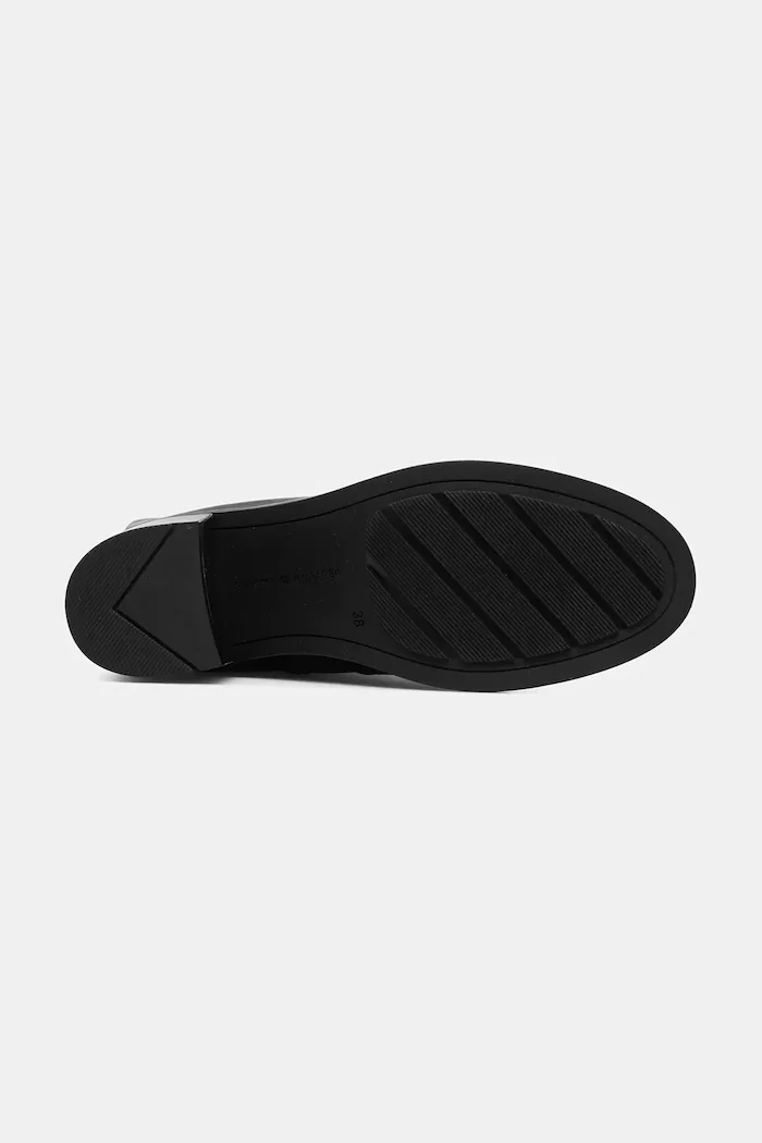 Tommy Hilfiger Кожени ботуши RIDING LTHR LONG BOOT BLOCK HEEL в черно с дебел ток FW0FW08777