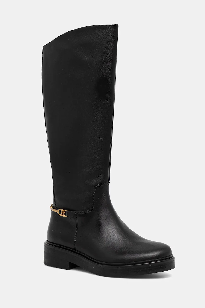 Tommy Hilfiger Кожени ботуши TH HORSEBIT RIDING LONG BOOT