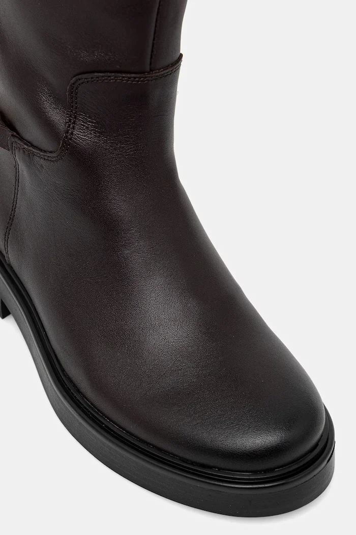 Tommy Hilfiger Кожени ботуши TH HORSEBIT RIDING LONG BOOT в кафяво с равна подметка FW0FW08863