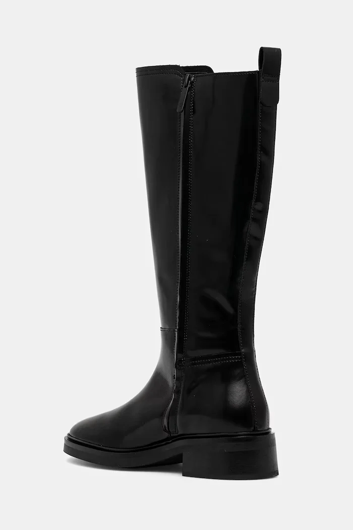 Tommy Hilfiger Кожени ботуши TH MINIMAL ABRASIVATO LONG BOOT в черно с дебел ток FW0FW08979