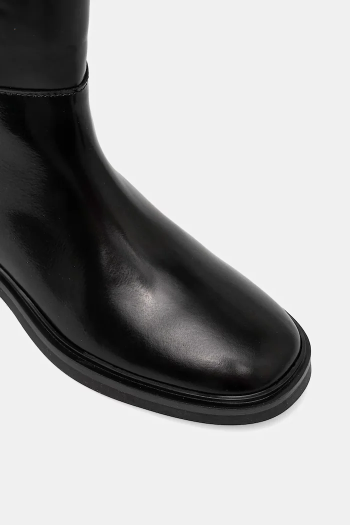 Tommy Hilfiger Кожени ботуши TH MINIMAL ABRASIVATO LONG BOOT в черно с дебел ток FW0FW08979