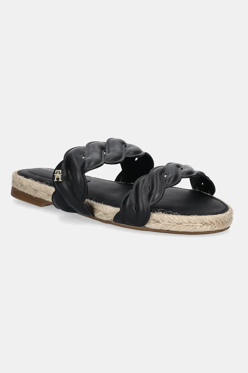 Tommy Hilfiger Кожени чехли LEATHER ROPE ESPADRILLE MULE