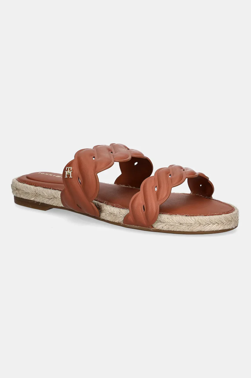 Tommy Hilfiger Кожени чехли LEATHER ROPE ESPADRILLE MULE