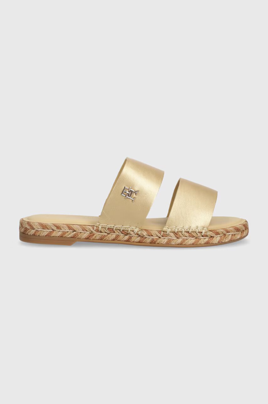 Tommy Hilfiger Кожени чехли TH GOLD FLAT ESPADRILLE SANDAL