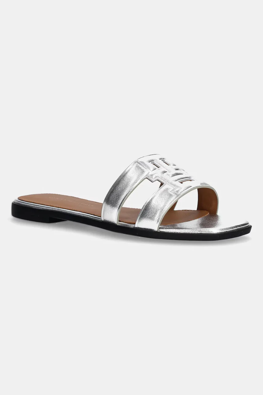 Tommy Hilfiger Кожени чехли TH LOGO STRAP METALLIC MULE