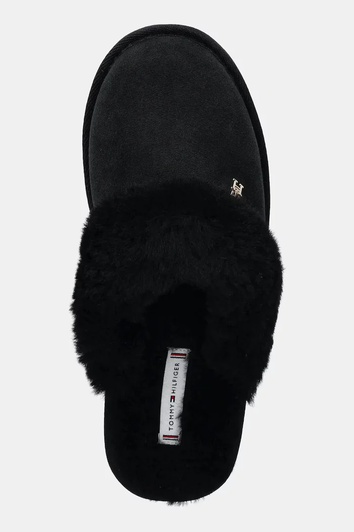Tommy Hilfiger Кожени чехли TH SHEARLING HOUSE SHOE в черно FW0FW09063