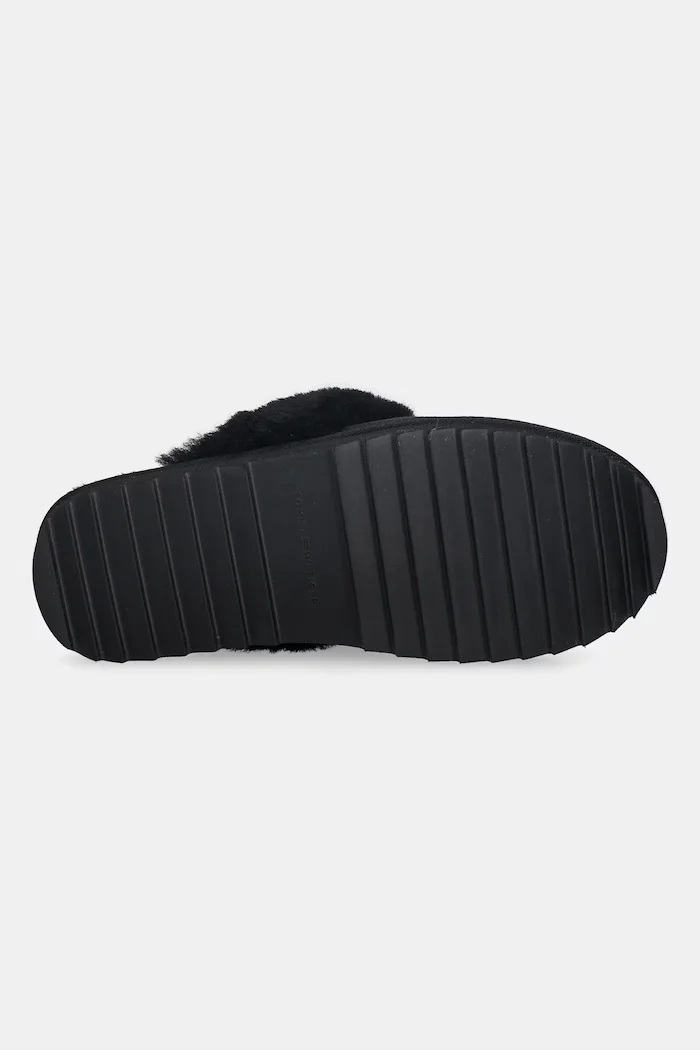 Tommy Hilfiger Кожени чехли TH SHEARLING HOUSE SHOE в черно FW0FW09063