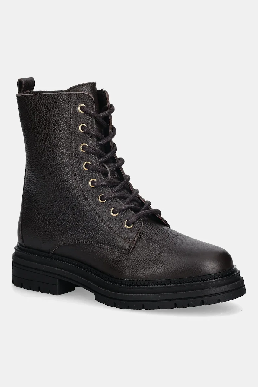 Tommy Hilfiger Кожени кубинки TH PLAQUE PEBBLE LACE BOOT